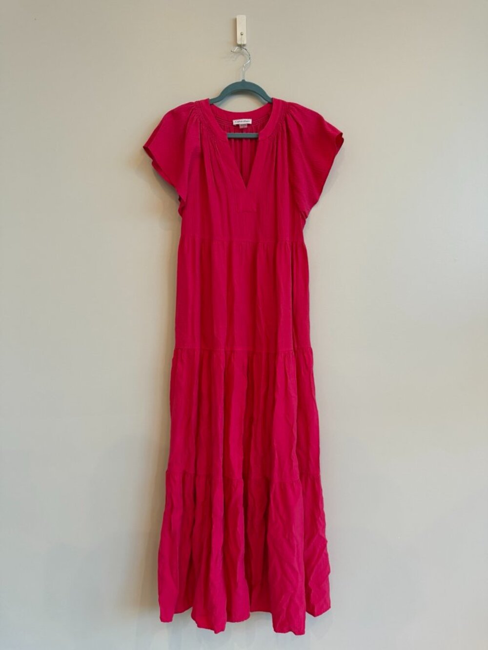 Calvin Klein Bright Pink Tiered Maxi Dress | Size 10